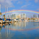 Rainbow over Honolulu Harbor.